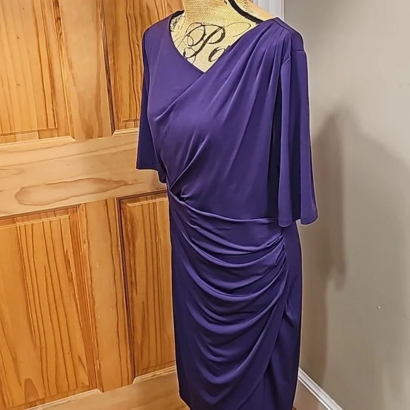 Size 14 connected apparel new without tags purple 3/4 length sleeve dress - Picture 4 of 11